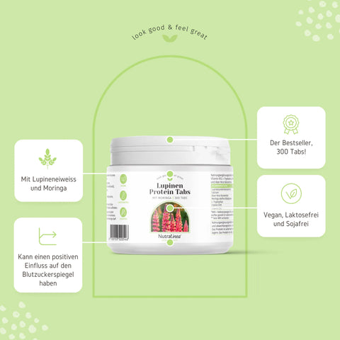 Schaubild von Lupinen Protein Tabs 300 Stück von NutraLinea
